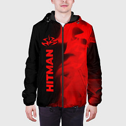 Куртка с капюшоном мужская Hitman - red gradient по-вертикали, цвет: 3D-черный — фото 2