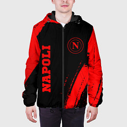 Куртка с капюшоном мужская Napoli - red gradient вертикально, цвет: 3D-черный — фото 2