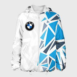 Куртка с капюшоном мужская Бмв - фрагментация синяя, цвет: 3D-белый
