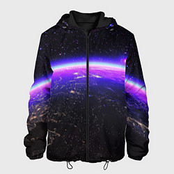 Куртка с капюшоном мужская Планета и неоновое свечение, цвет: 3D-черный