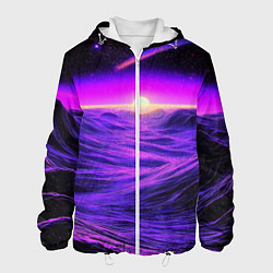 Куртка с капюшоном мужская Космический пейзаж и комета, цвет: 3D-белый