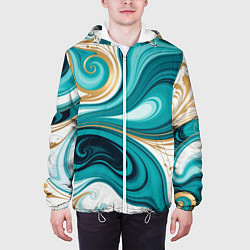 Куртка с капюшоном мужская Бирюза и золото, цвет: 3D-белый — фото 2