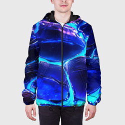 Куртка с капюшоном мужская Объемные плиты в неоновом свечение, цвет: 3D-черный — фото 2