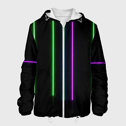 Куртка с капюшоном мужская Neon stripes, цвет: 3D-белый