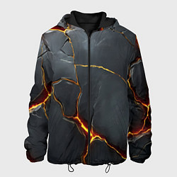 Куртка с капюшоном мужская Серая текстура с золотым изломом, цвет: 3D-черный