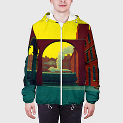 Куртка с капюшоном мужская Арт с поездом, цвет: 3D-белый — фото 2