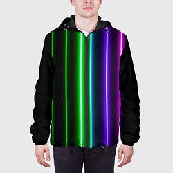 Куртка с капюшоном мужская Neon lines, цвет: 3D-черный — фото 2