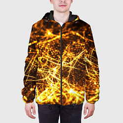 Куртка с капюшоном мужская Текстура золотые нити, цвет: 3D-черный — фото 2