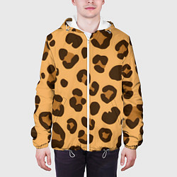 Куртка с капюшоном мужская Коричневые пятна леопарда, цвет: 3D-белый — фото 2