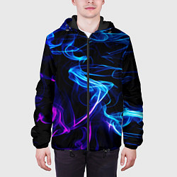 Куртка с капюшоном мужская Color blue pink, цвет: 3D-черный — фото 2