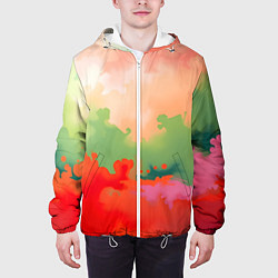 Куртка с капюшоном мужская Красные и зеленые облака, цвет: 3D-белый — фото 2