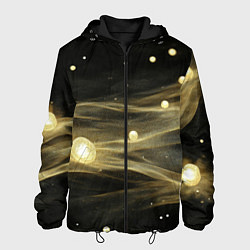 Куртка с капюшоном мужская Золотистый свет на черной текстуре, цвет: 3D-черный