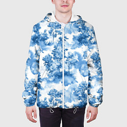 Куртка с капюшоном мужская Абстрактные деревья и облака- лесной паттерн аквар, цвет: 3D-белый — фото 2