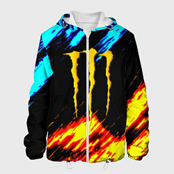 Куртка с капюшоном мужская Monster energy текстура огненная, цвет: 3D-белый