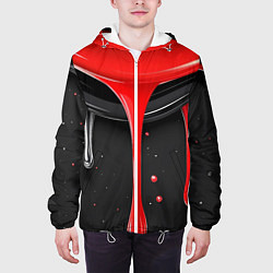 Куртка с капюшоном мужская Красная и черная краска текстура, цвет: 3D-белый — фото 2