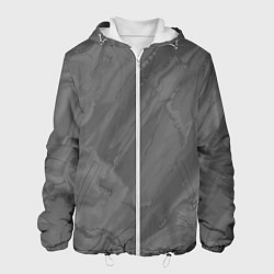 Куртка с капюшоном мужская Серая текстура каменная мрамор, цвет: 3D-белый