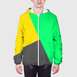 Куртка с капюшоном мужская Жёлто-серо-зелёный трёхцветный, цвет: 3D-белый — фото 2
