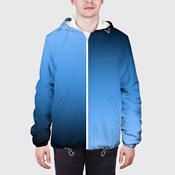 Куртка с капюшоном мужская Градиент сине-голубой пополам, цвет: 3D-белый — фото 2