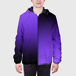 Куртка с капюшоном мужская Чёрно-сиреневый градиент пополам, цвет: 3D-черный — фото 2