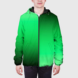 Куртка с капюшоном мужская Чёрно-зелёный градиент пополам, цвет: 3D-черный — фото 2
