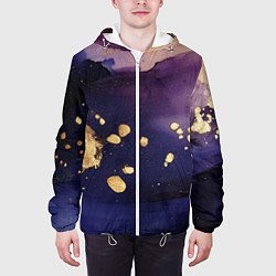 Куртка с капюшоном мужская Золотая краска на текстуре, цвет: 3D-белый — фото 2