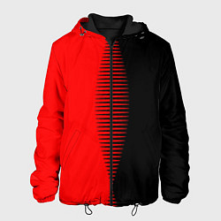 Куртка с капюшоном мужская Чёрно-красный пополам с переходом, цвет: 3D-черный