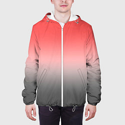 Куртка с капюшоном мужская Бледный красно-серый градиент, цвет: 3D-белый — фото 2