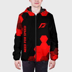 Куртка с капюшоном мужская Need for Speed - red gradient вертикально, цвет: 3D-черный — фото 2
