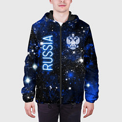 Куртка с капюшоном мужская Звёздное небо России и герб, цвет: 3D-черный — фото 2