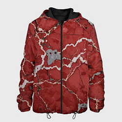 Куртка с капюшоном мужская Красно-серый мрамор, цвет: 3D-черный