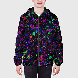 Куртка с капюшоном мужская Чёрный с разноцветными брызгами, цвет: 3D-черный — фото 2
