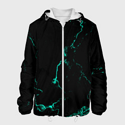 Куртка с капюшоном мужская Color black turquoise, цвет: 3D-белый