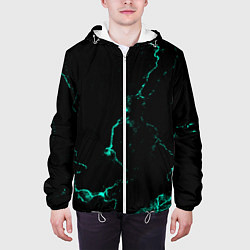 Куртка с капюшоном мужская Color black turquoise, цвет: 3D-белый — фото 2