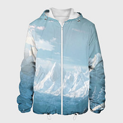 Куртка с капюшоном мужская Снежный горный хребет светло-голубой, цвет: 3D-белый