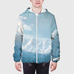 Куртка с капюшоном мужская Снежный горный хребет светло-голубой, цвет: 3D-белый — фото 2