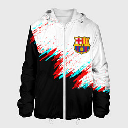 Куртка с капюшоном мужская Barcelona глитч краски, цвет: 3D-белый