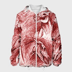 Куртка с капюшоном мужская Черепа лошадей - эскиз, цвет: 3D-белый