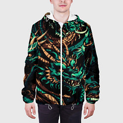 Куртка с капюшоном мужская Японские драконы ирезуми, цвет: 3D-белый — фото 2