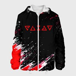 Куртка с капюшоном мужская Ведьмак текстура краски, цвет: 3D-белый