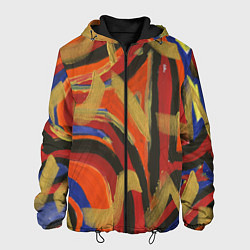 Куртка с капюшоном мужская Zigzags on orange, цвет: 3D-черный