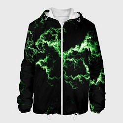 Куртка с капюшоном мужская Lightning green glow, цвет: 3D-белый