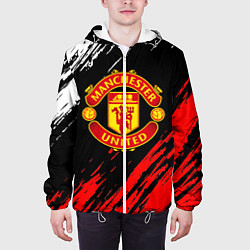 Куртка с капюшоном мужская Манчестер юнайтед краски текстура, цвет: 3D-белый — фото 2