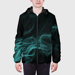 Куртка с капюшоном мужская Color smoke turquoise, цвет: 3D-черный — фото 2