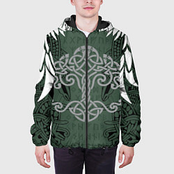 Куртка с капюшоном мужская Древние руны и древо жизни с крыльями, цвет: 3D-черный — фото 2
