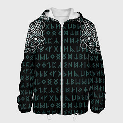 Куртка с капюшоном мужская Руны и татуировки викингов, цвет: 3D-белый