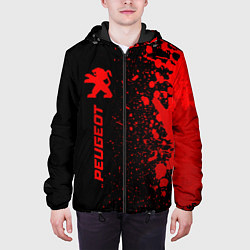 Куртка с капюшоном мужская Peugeot - red gradient по-вертикали, цвет: 3D-черный — фото 2