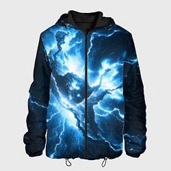 Куртка с капюшоном мужская Бело-синяя туманность, цвет: 3D-черный