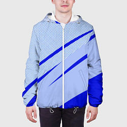 Куртка с капюшоном мужская Светло-синий текстура с полосой, цвет: 3D-белый — фото 2