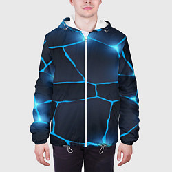 Куртка с капюшоном мужская Неоновый космический фон потрескавшееся земля, цвет: 3D-белый — фото 2