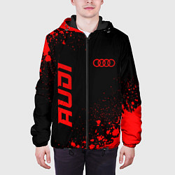 Куртка с капюшоном мужская Audi - red gradient вертикально, цвет: 3D-черный — фото 2